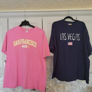 Tee Shirts (2) Size 2XL, Navy Blue, Pink, Preowned, Short Sleeves, Cotton
